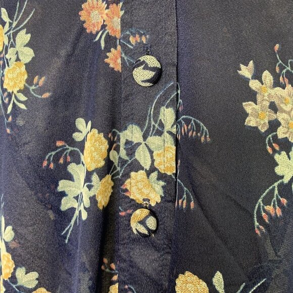 Tribute Robe Size 22 Blue Floral Sheer Button Short Sleeve House Dress - Picture 4 of 13